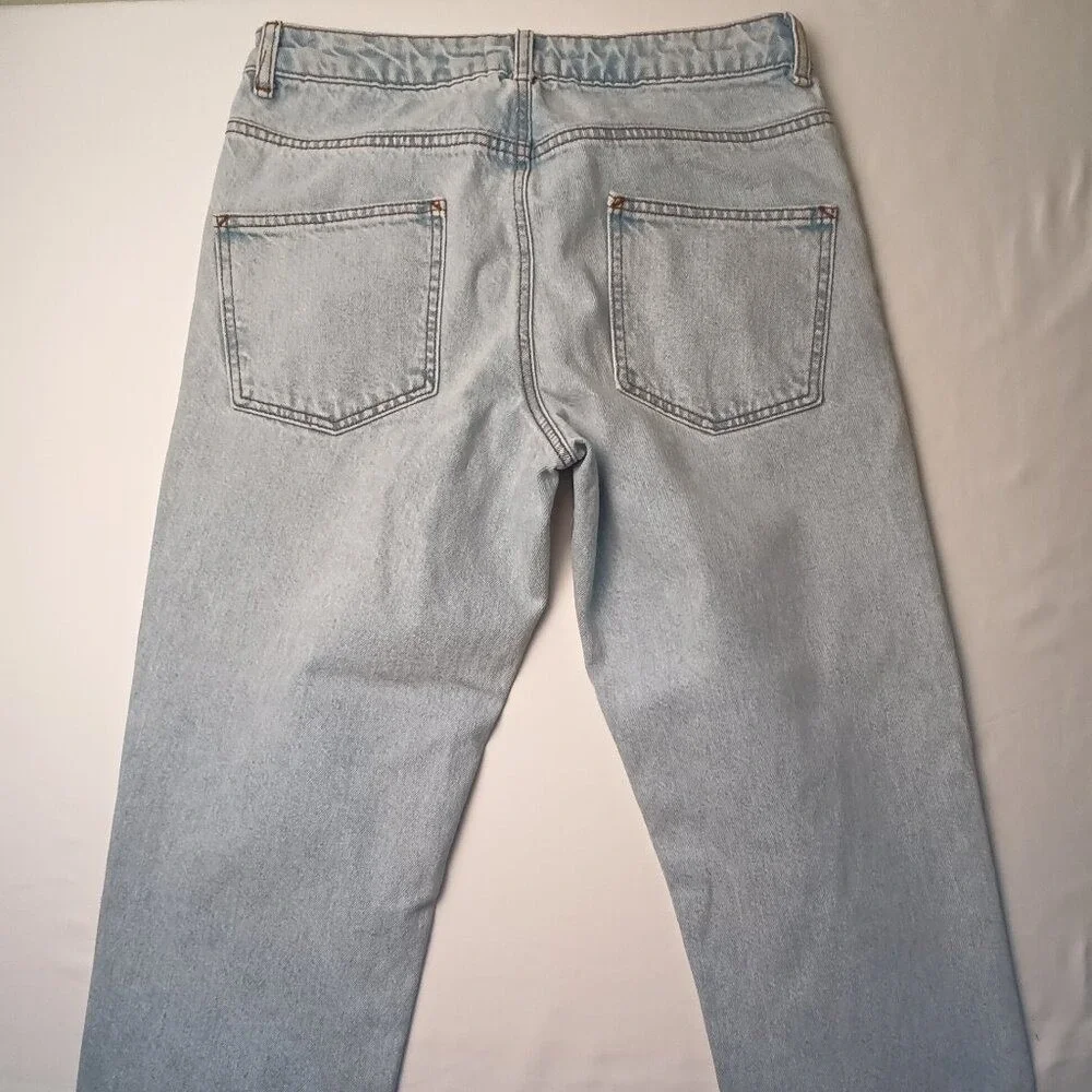 ASOS DESIGN Mens High Rise Straight Leg Light Wash Jeans Size 30x27 Blue Cotton